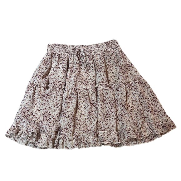 Women's Endless Blu Ruffled Hem Leopard Print Mini Skirt Size Small‎ - Picture 1 of 5
